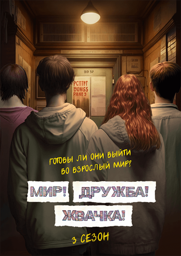 Нейросеть создала креативные тизер-постеры для третьего сезона «Мир! Дружба! Жвачка!»
